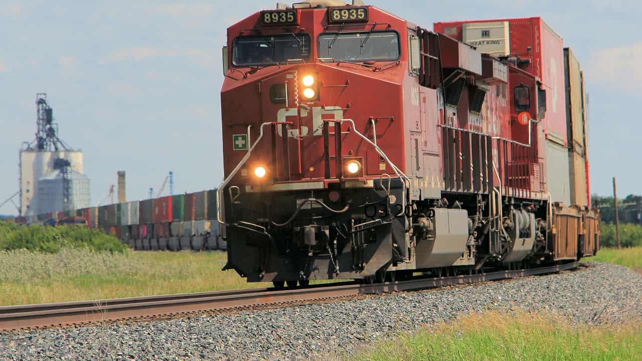 Train on Alberta prairie
